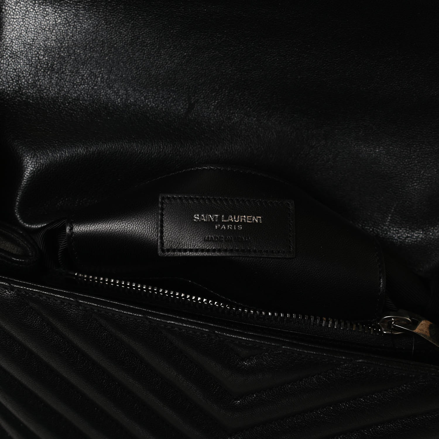 Saint Laurent Sheepskin Matelasse Chevron Monogram Medium College Bag Black 7 of 12