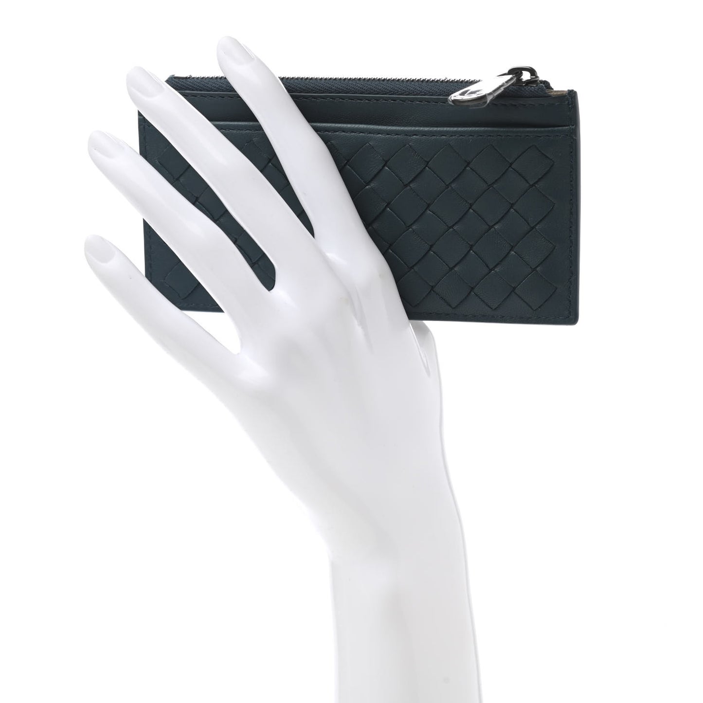 Nappa Intrecciato Zip Card Case Denim
