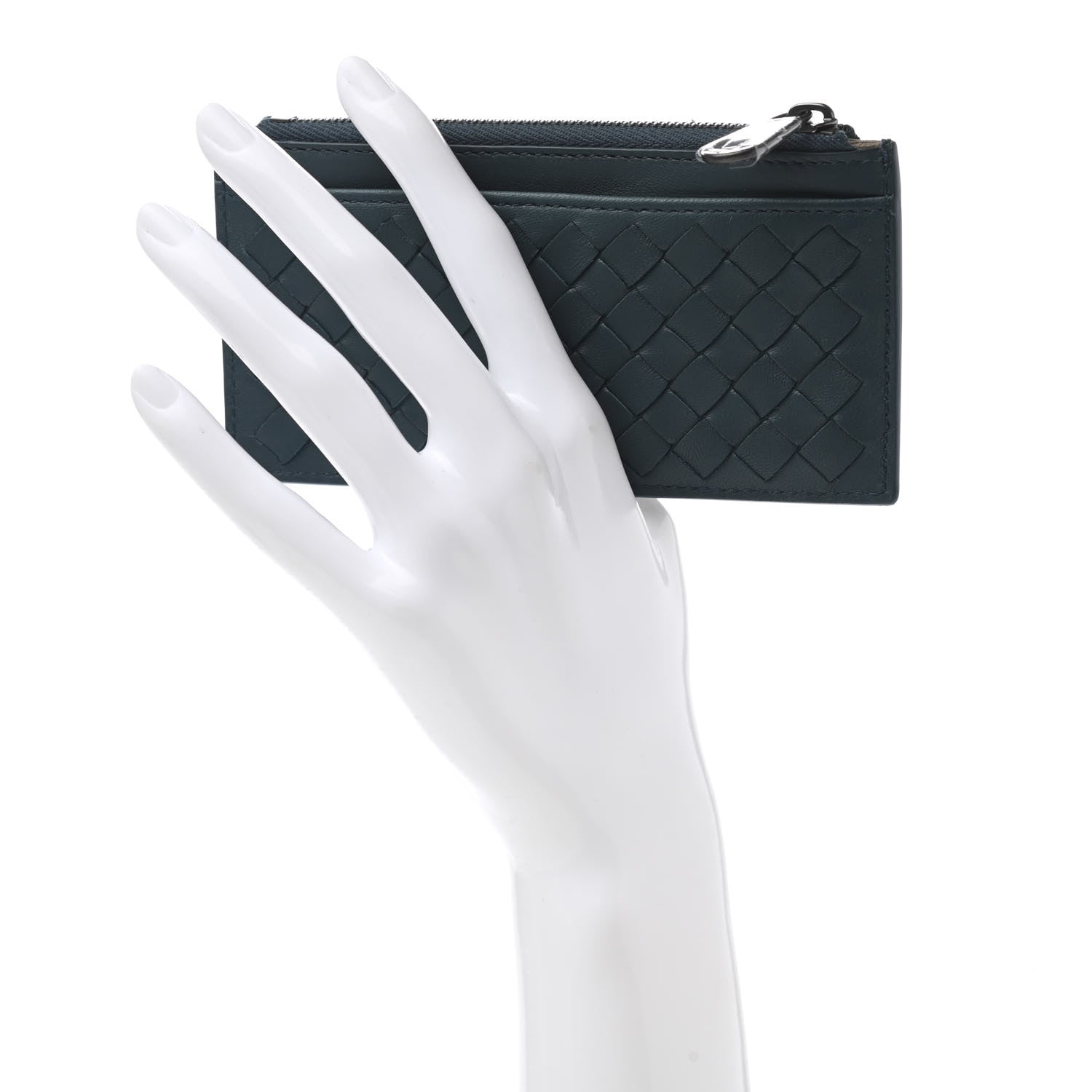 Bottega Veneta Nappa Intrecciato Zip Card Case Denim 2 of 10