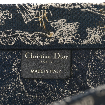 Christian Dior Canvas Embroidered Medium Toile De Jouy Reverse Book Tote Blue 6 of 10