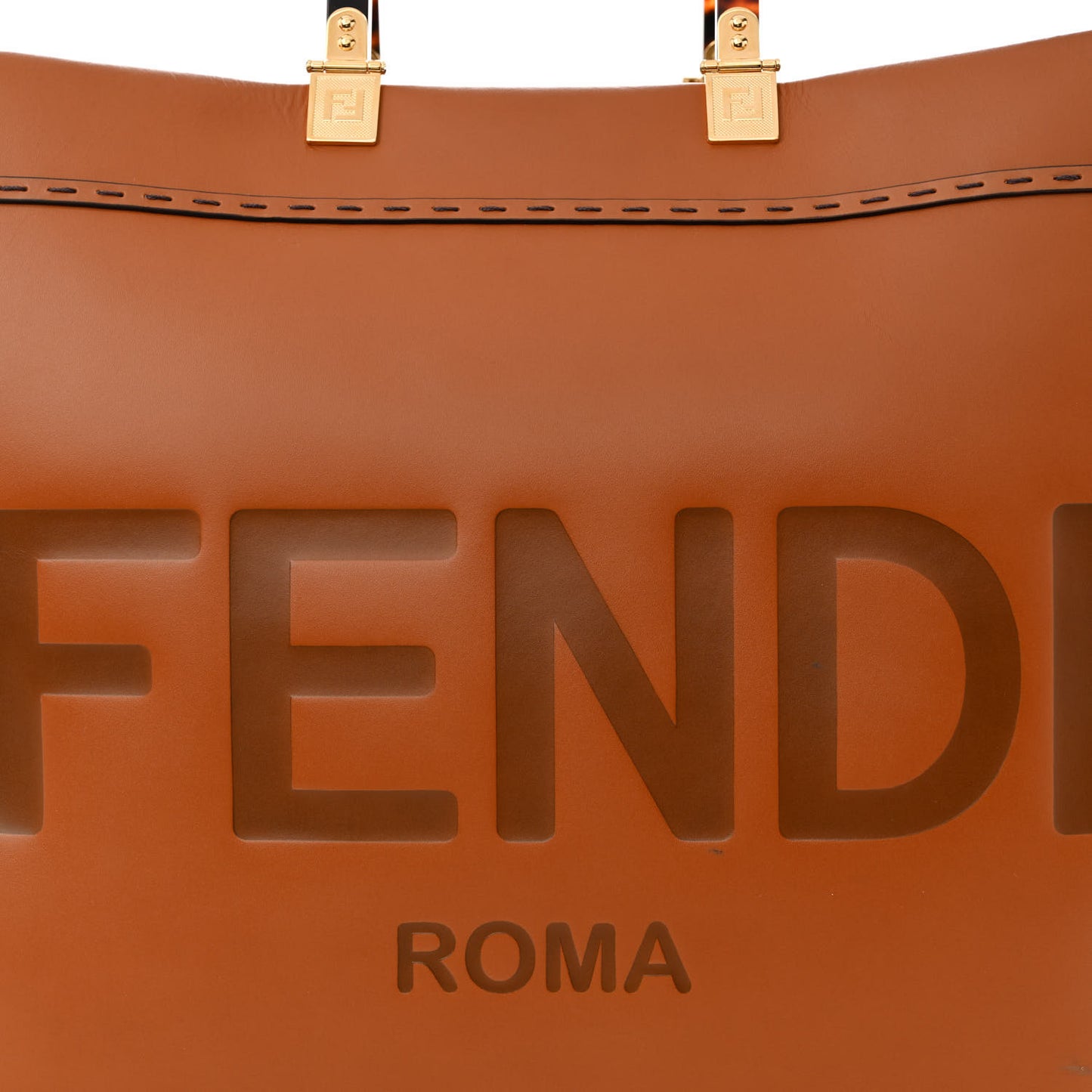 Vitello King Plexiglass Large Fendi Sunshine Shopper Tote Cuoio