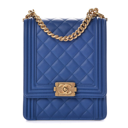 Chanel Calfskin Quilted North South Boy Flap Blue 1 of 10