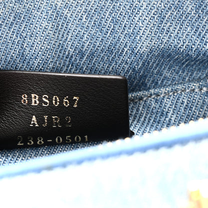 Fendi Denim Vitello King Plexiglass Logo Embroidered Mini By The Way Top Handle Boston Bag Denim Cuoio 7 of 10