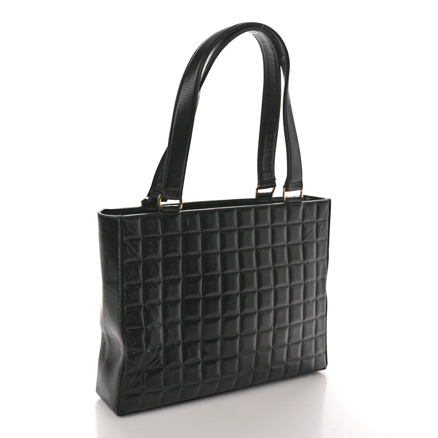 Chanel Lambskin Quilted Chocolate Bar Large Tote Black 2 of 17