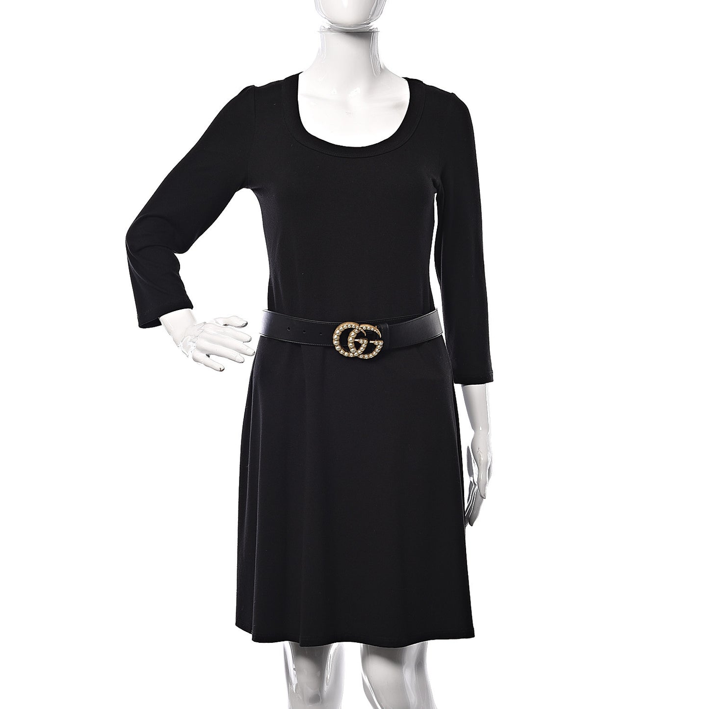 Moon Calfskin Pearl Double G 40mm Belt 75 30 Black Cream