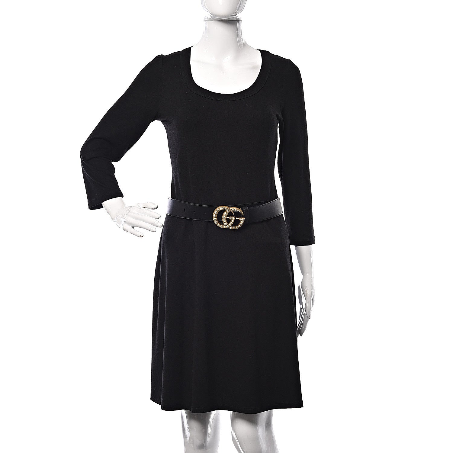 Gucci Moon Calfskin Pearl Double G 40mm Belt 75 30 Black Cream 2 of 6