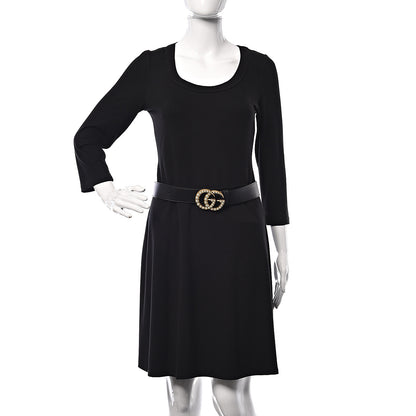 Gucci Moon Calfskin Pearl Double G 40mm Belt 75 30 Black Cream 2 of 6