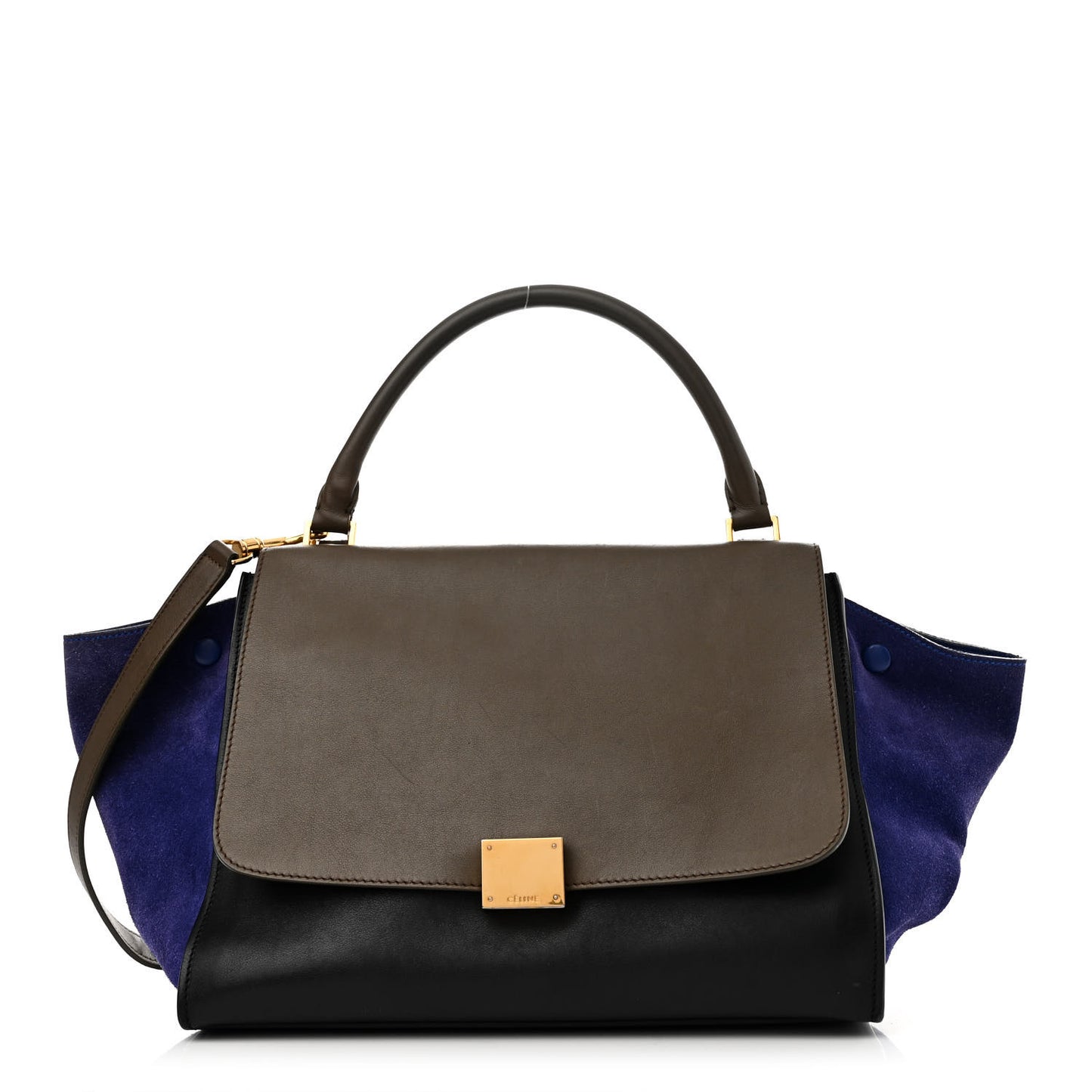 Smooth Calfskin Suede Medium Tri-Color Trapeze Indigo
