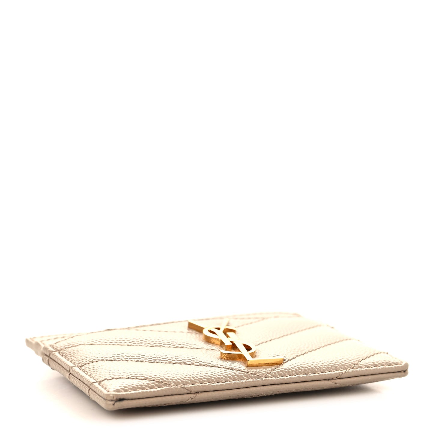 Grain De Poudre Matelasse Chevron Monogram Credit Card Case Dark Beige