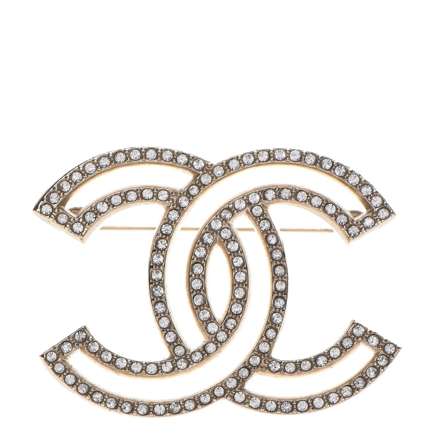 Crystal CC Brooch Gold