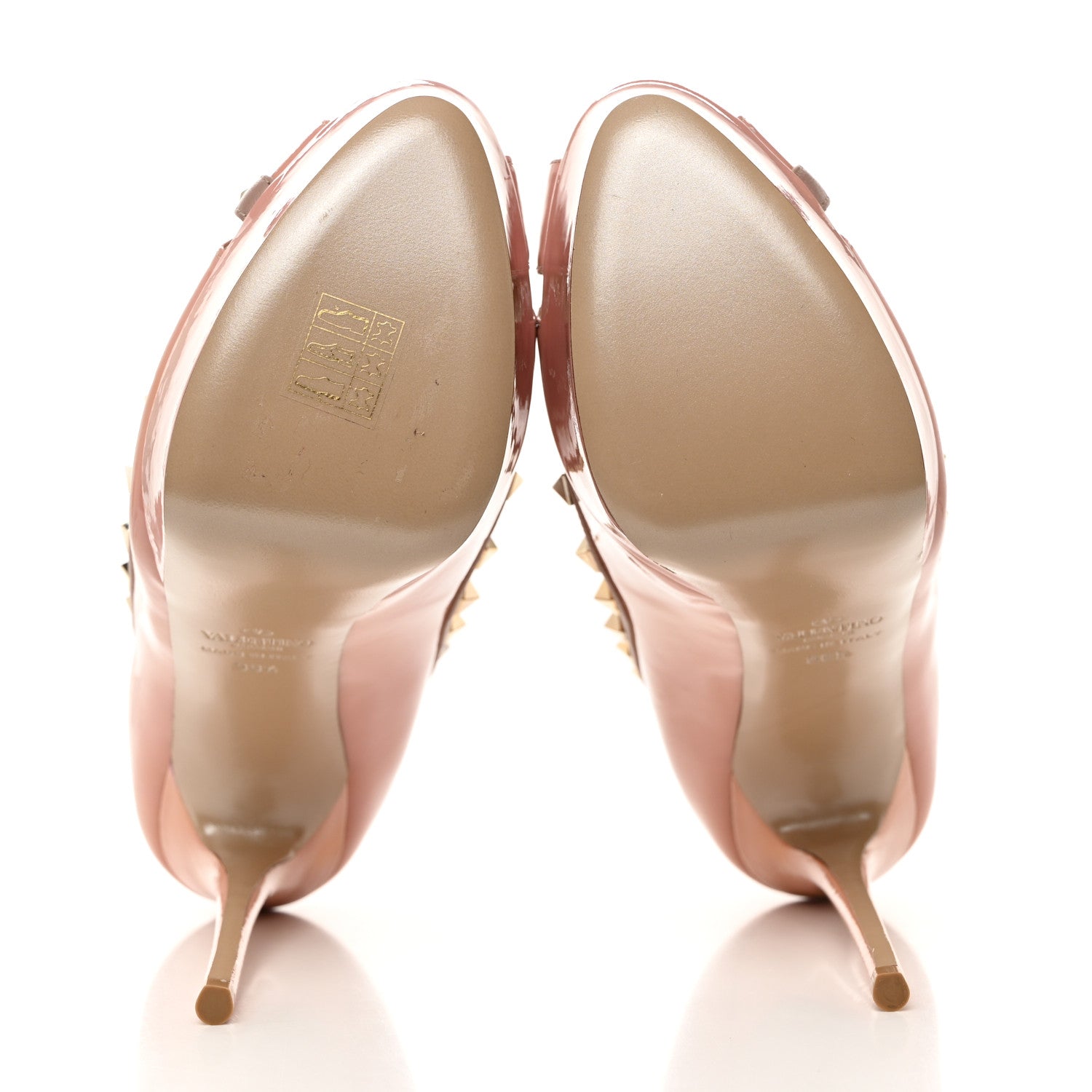 Valentino Garavani Patent Rockstud Peep Toe Platform Pumps 38.5 Pop Gardenia Poudre 5 of 8