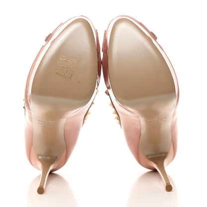 Valentino Garavani Patent Rockstud Peep Toe Platform Pumps 38.5 Pop Gardenia Poudre 5 of 8