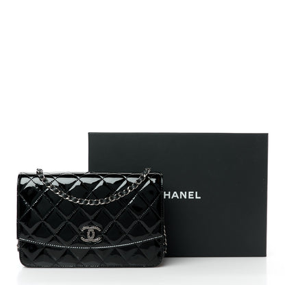 Chanel Patent Quilted Brilliant Wallet On Chain WOC Black 12 of 12