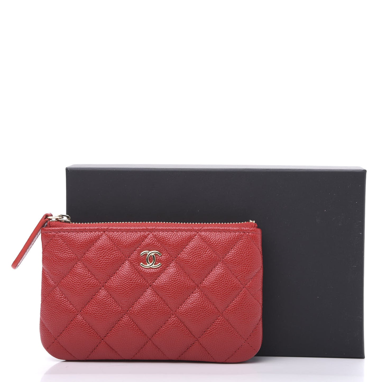 Caviar Quilted Coin Purse Case Red
