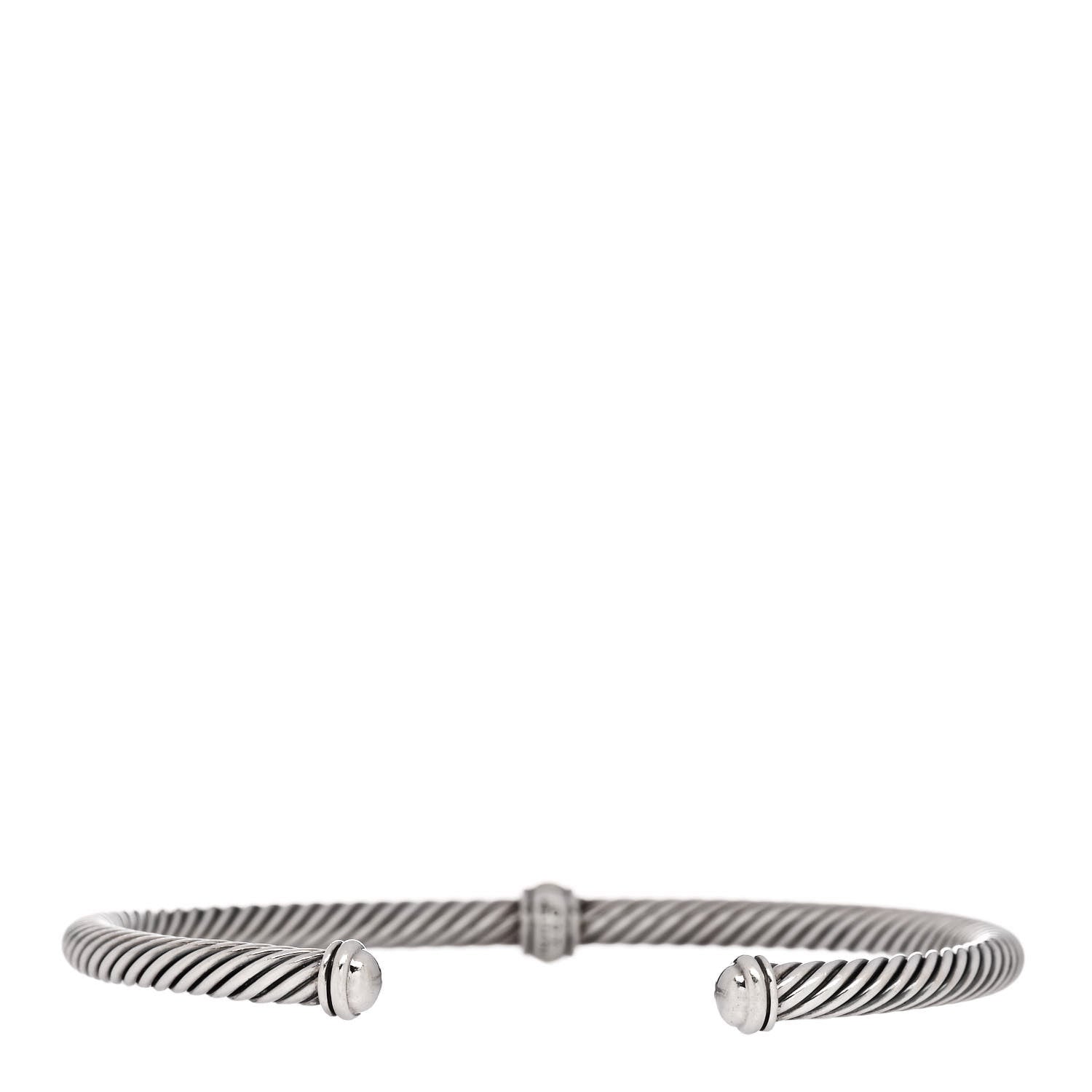 David Yurman Sterling Silver 18K Yellow Gold 4mm Station Cable Bracelet 2 of 3