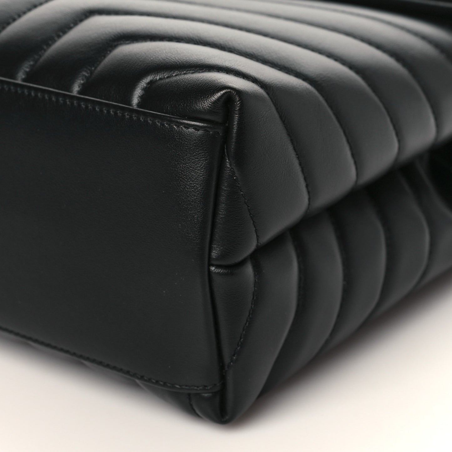 Calfskin Y Quilted Monogram Monochrome Medium Loulou Chain Satchel Black