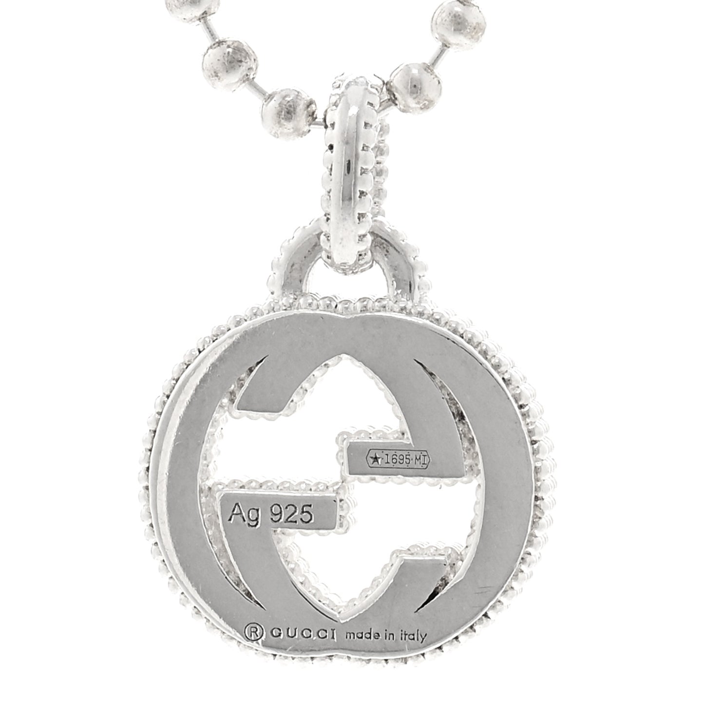 Sterling Silver Interlocking G Beaded Cluster Pendant Necklace