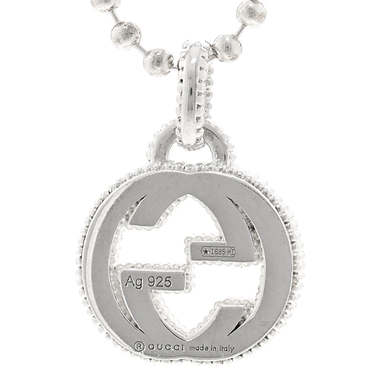 Gucci Sterling Silver Interlocking G Beaded Cluster Pendant Necklace 5 of 5
