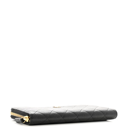 Chanel Caviar Quilted Large Gusset Zip Around Wallet Black 4 of 12