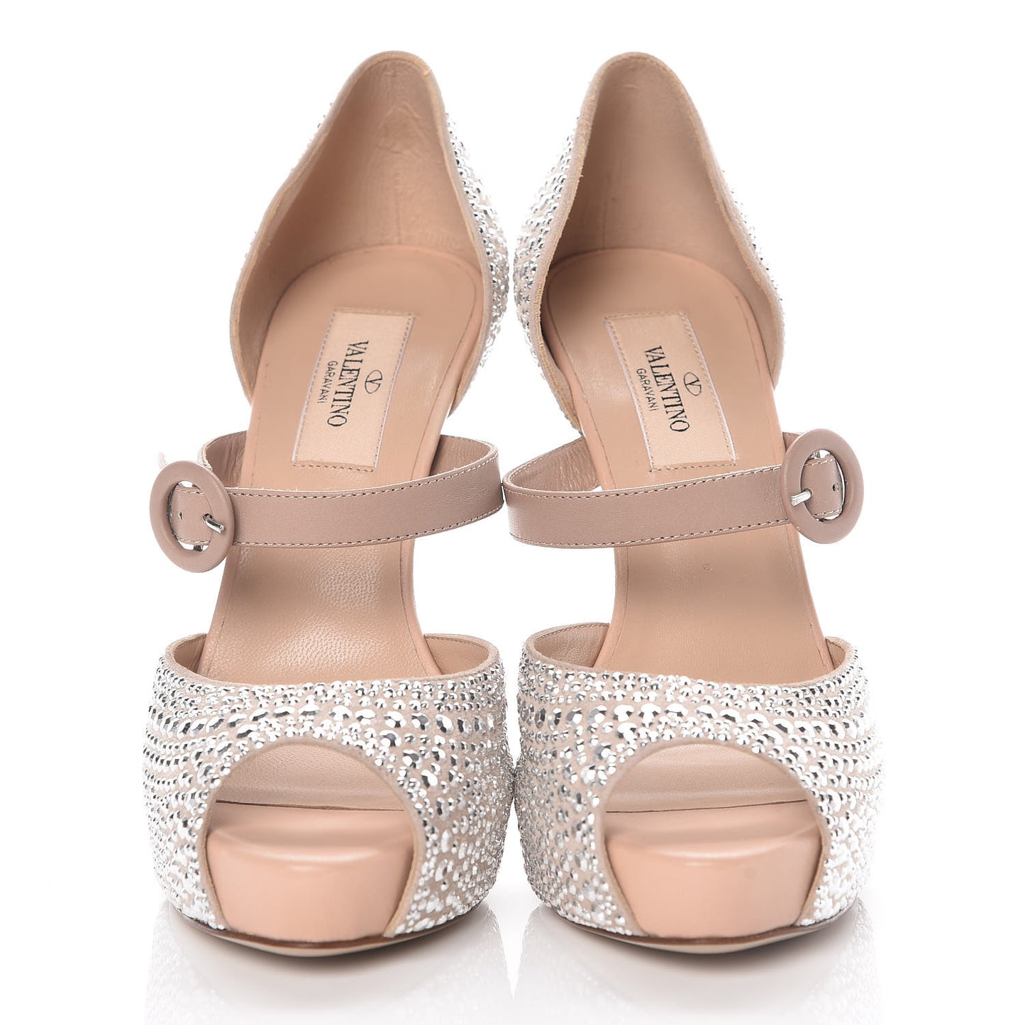 Suede Strass Crystal Peep Toe Mary Jane Platform Sandals 36 Poudre