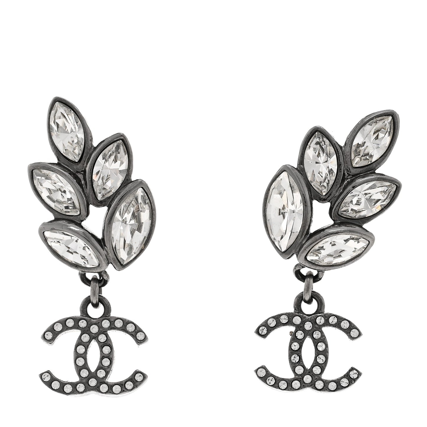 Ruthenium Crystal CC Dangle Earrings Silver