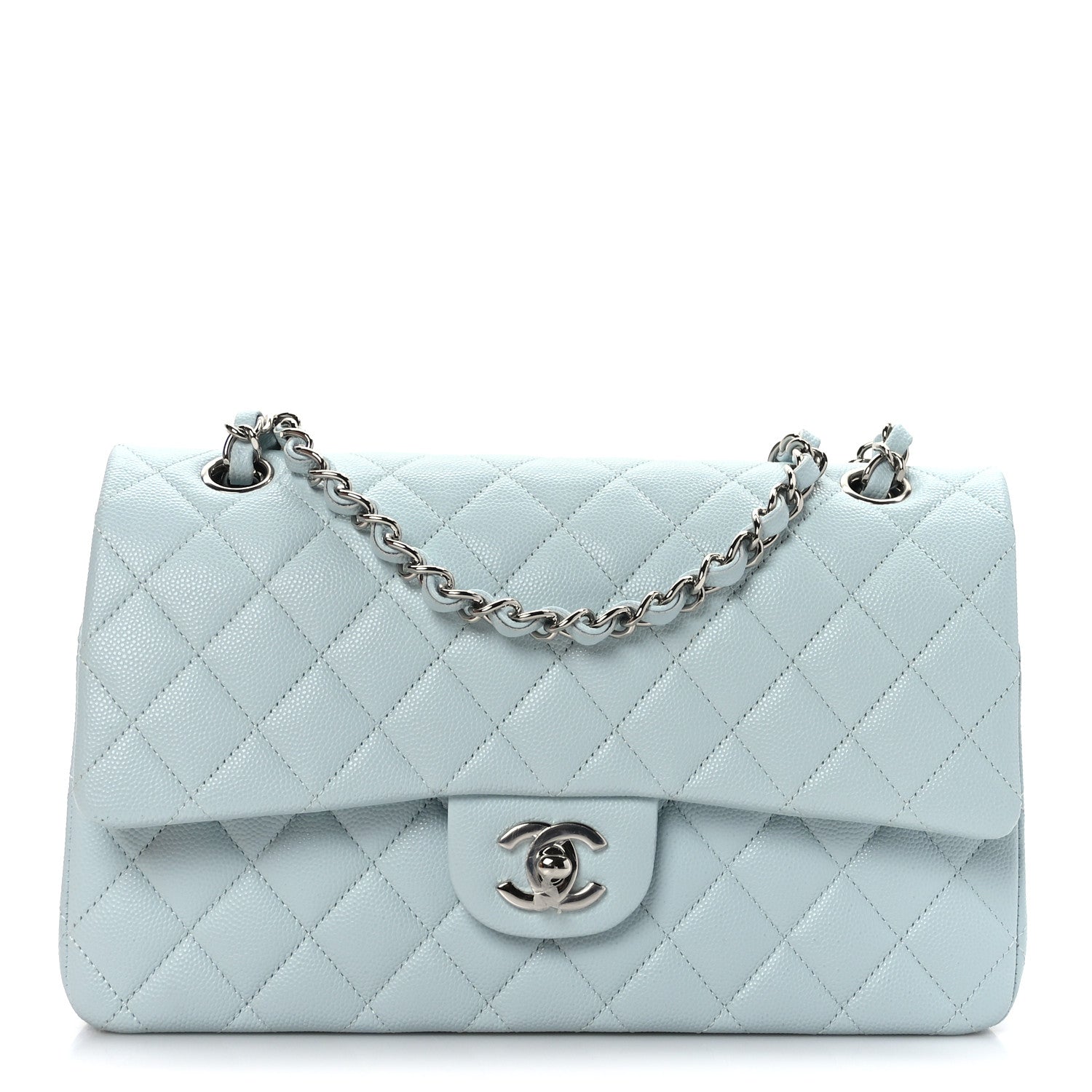 Chanel Caviar Quilted Medium Double Flap Light Blue 1 of 10