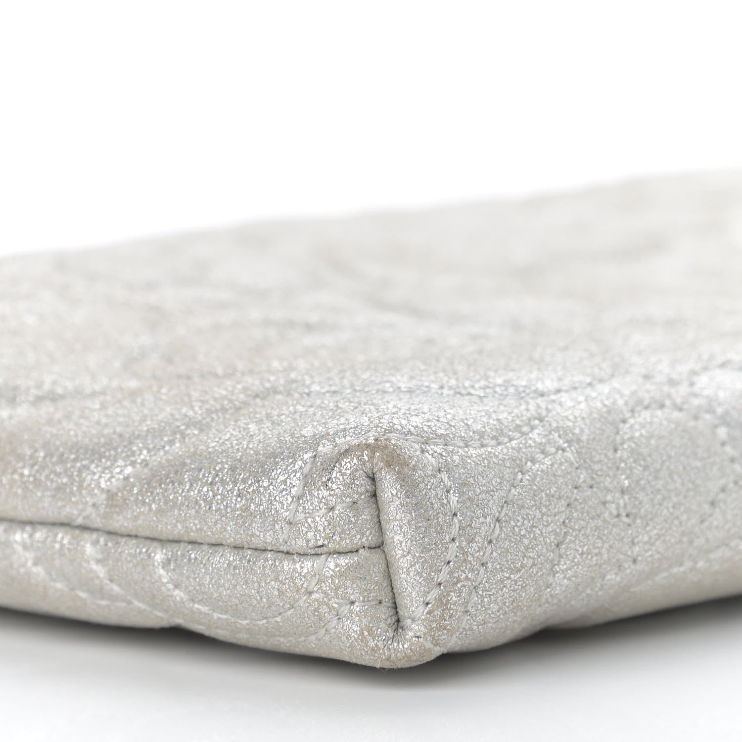 Chanel Metallic Lambskin Camellia Chain Pouch Silver 9 of 14