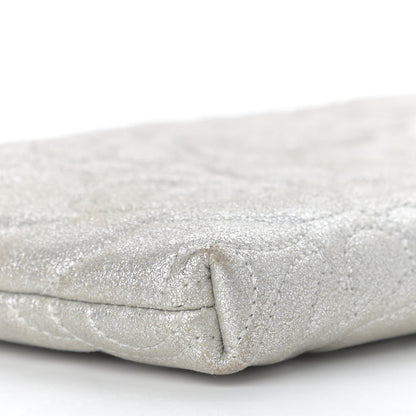 Chanel Metallic Lambskin Camellia Chain Pouch Silver 9 of 14