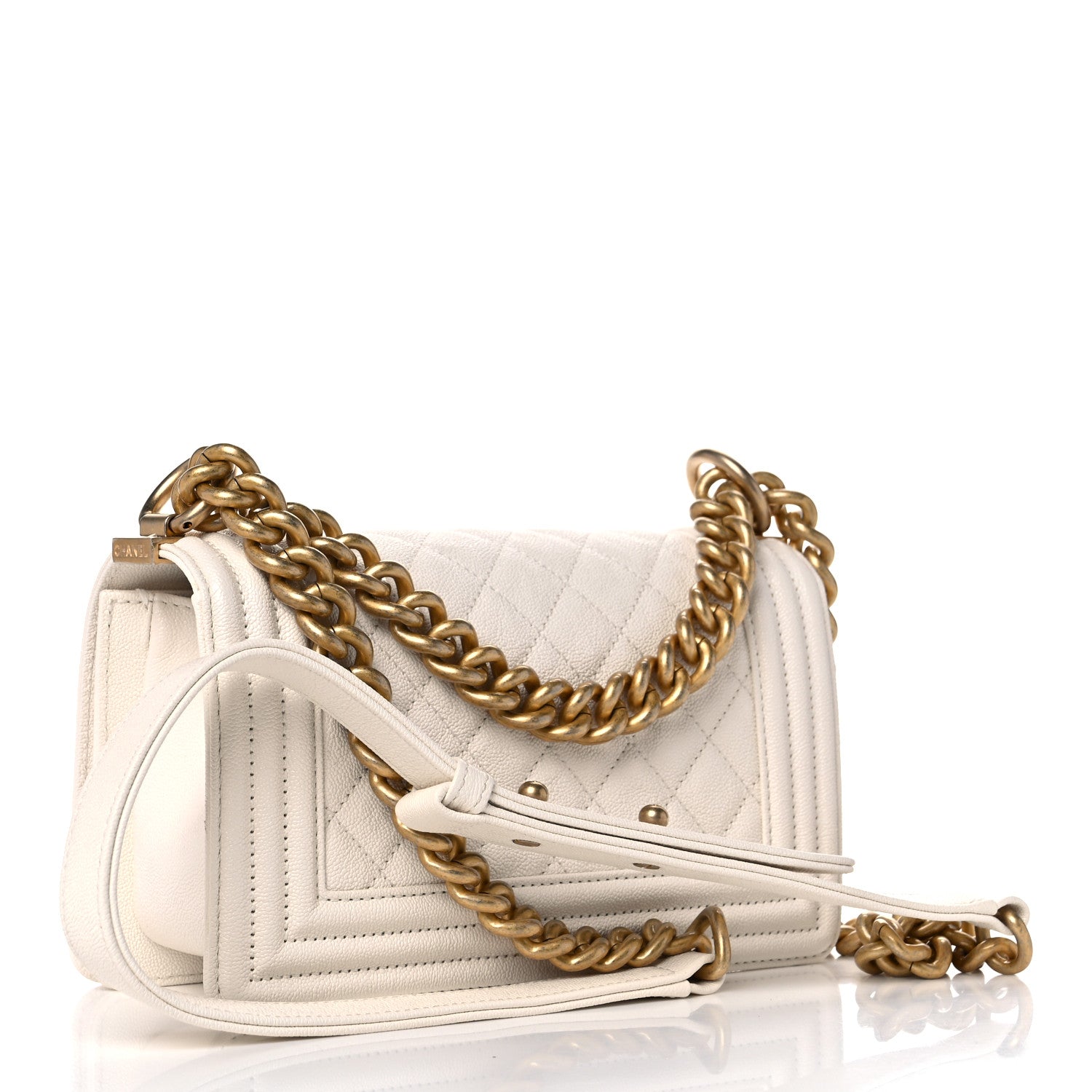 Chanel Caviar Quilted Small Boy Flap White 3 of 9