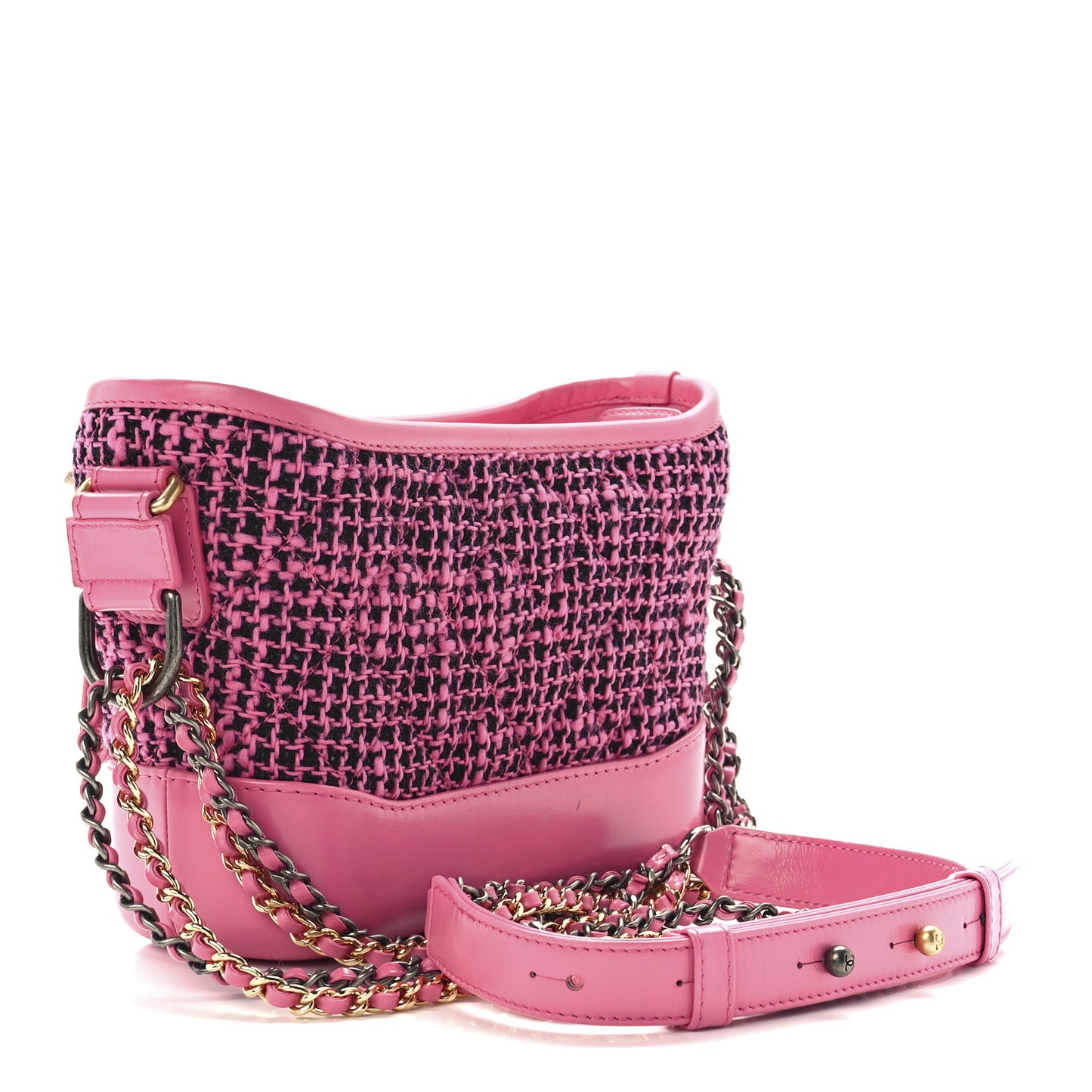 Tweed Calfskin Small Gabrielle Hobo Pink