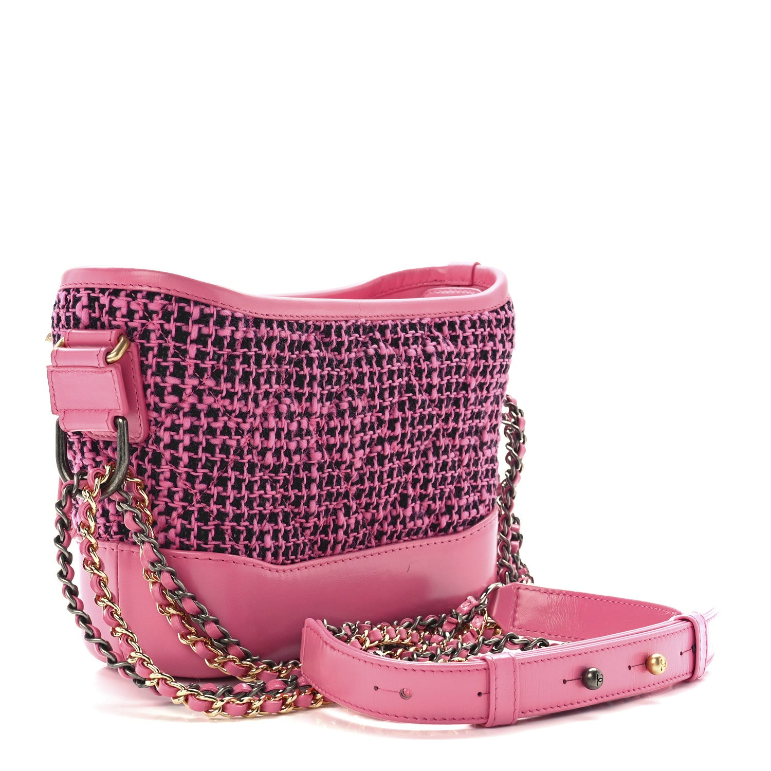 Chanel Tweed Calfskin Small Gabrielle Hobo Pink 4 of 13
