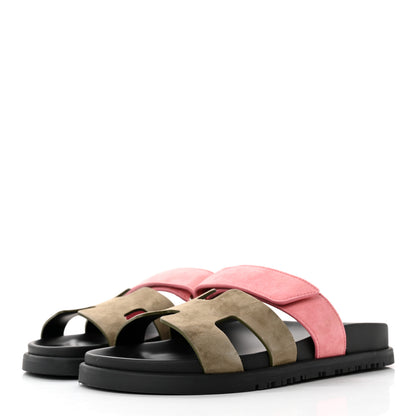 Hermes Suede Goatskin Womens Chypre Sandals 36 Toundra Rose Du Desert 3 of 11