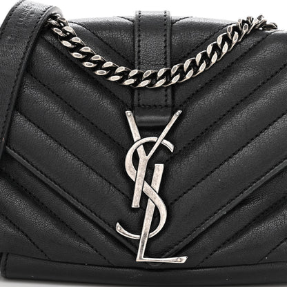 Saint Laurent Sheepskin Matelasse Chevron Monogram Classic Baby Chain Bag Black 7 of 10