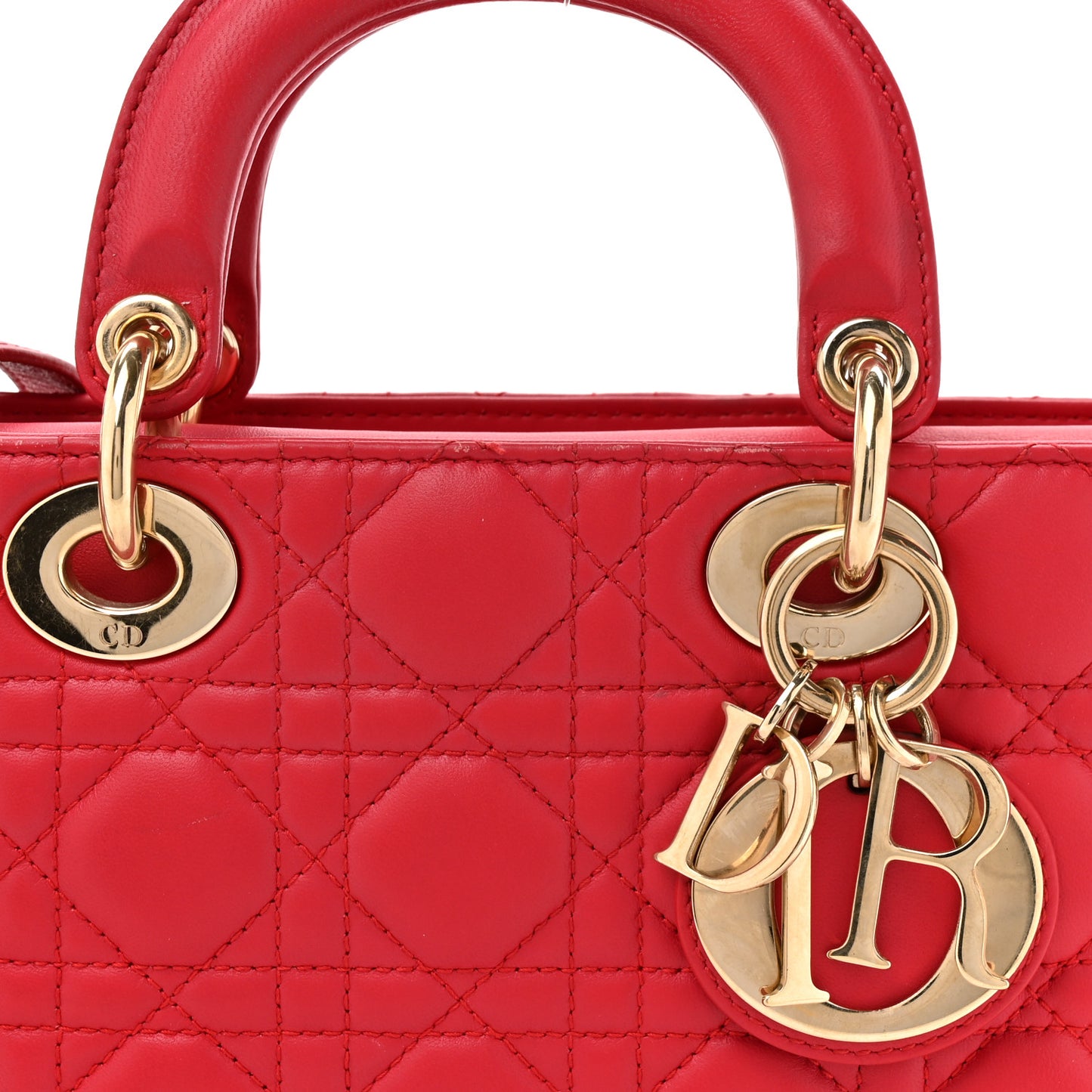 Lambskin Cannage Medium Lady D-Joy Red