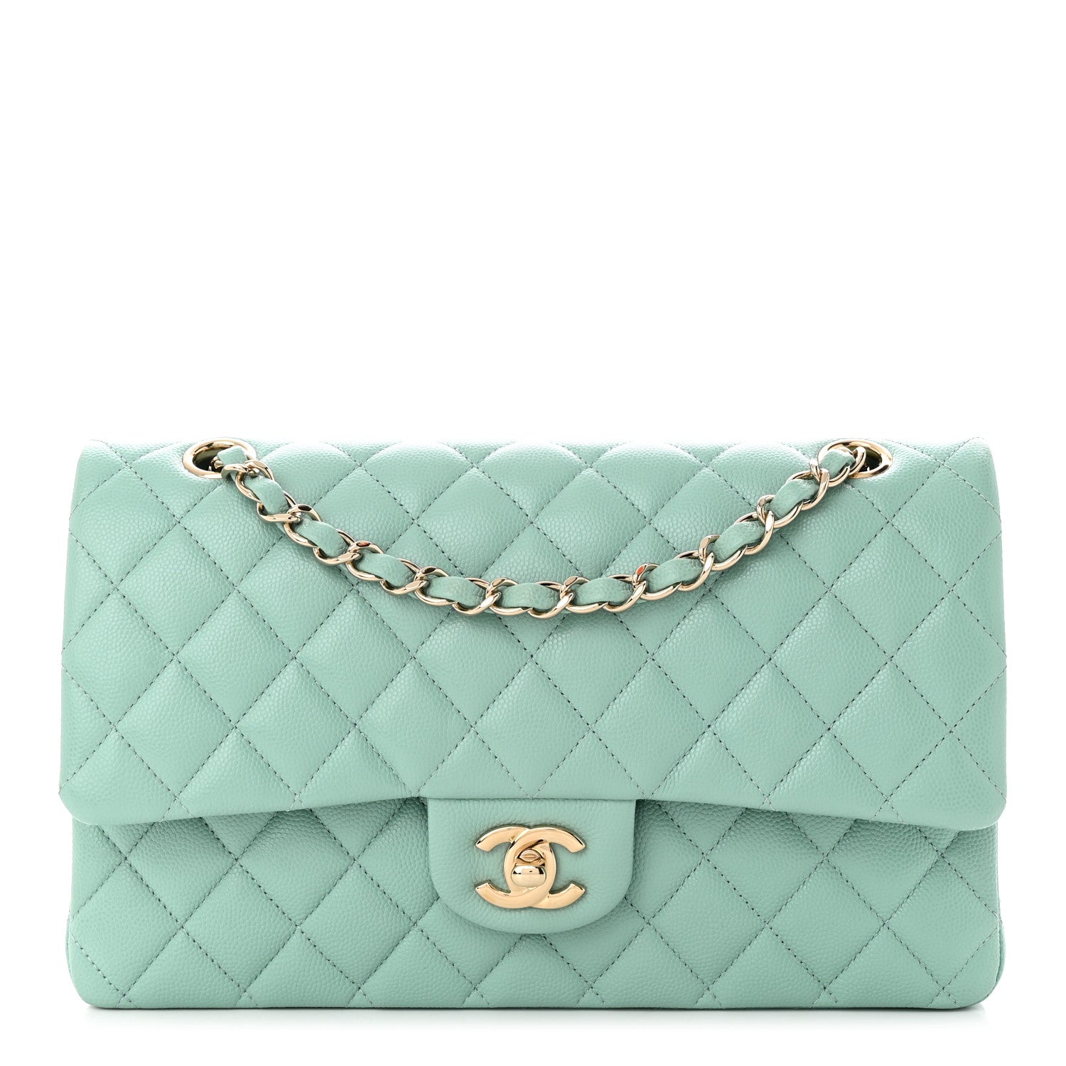 Chanel Caviar Quilted Medium Double Flap Light Blue 1 of 12