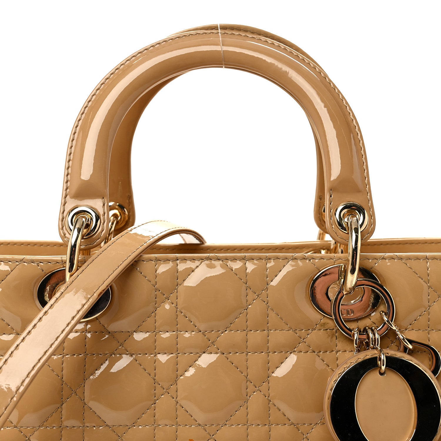 Christian Dior Patent Cannage Large Lady Dior Dark Beige 8 of 10