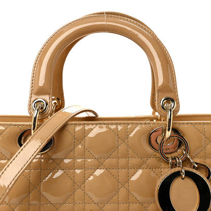 Christian Dior Patent Cannage Large Lady Dior Dark Beige 8 of 10