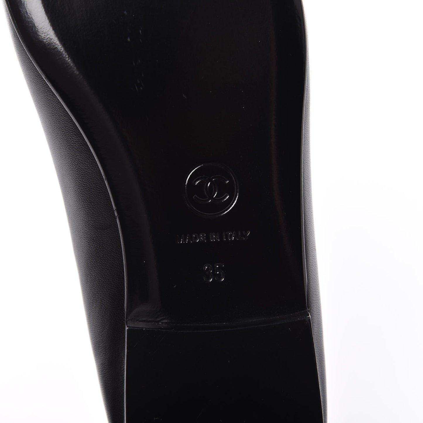 Lambskin Patent CC Cap Toe Ballerina Flats 35 Black