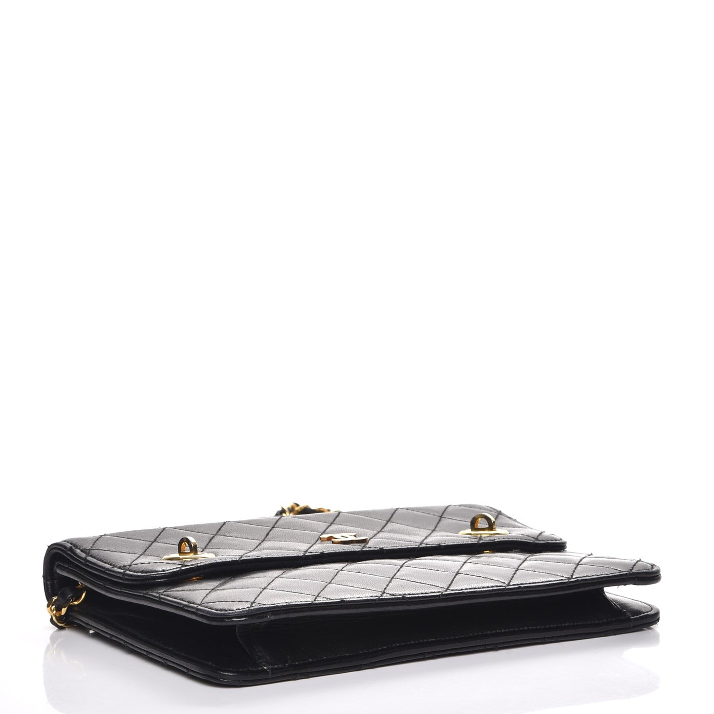Lambskin Quilted Runway Flap Bag Black