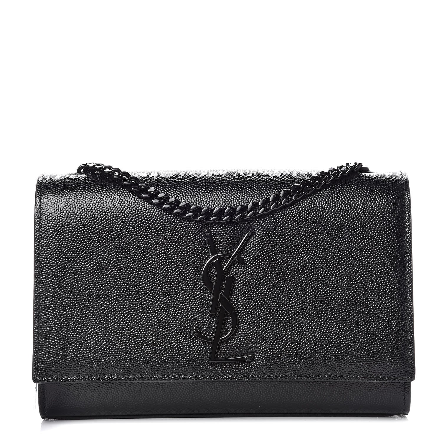 Saint Laurent Grain De Poudre Small Monogram Kate Satchel Black 1 of 9