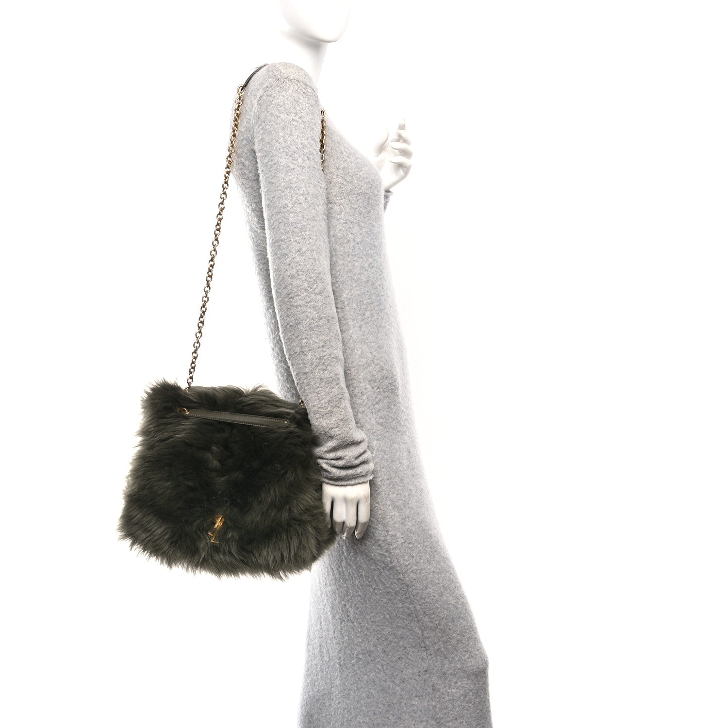 Saint Laurent Shearling Fur Medium Jamie 4.3  Olive Ranch Dark Olive Ranch 2 of 10