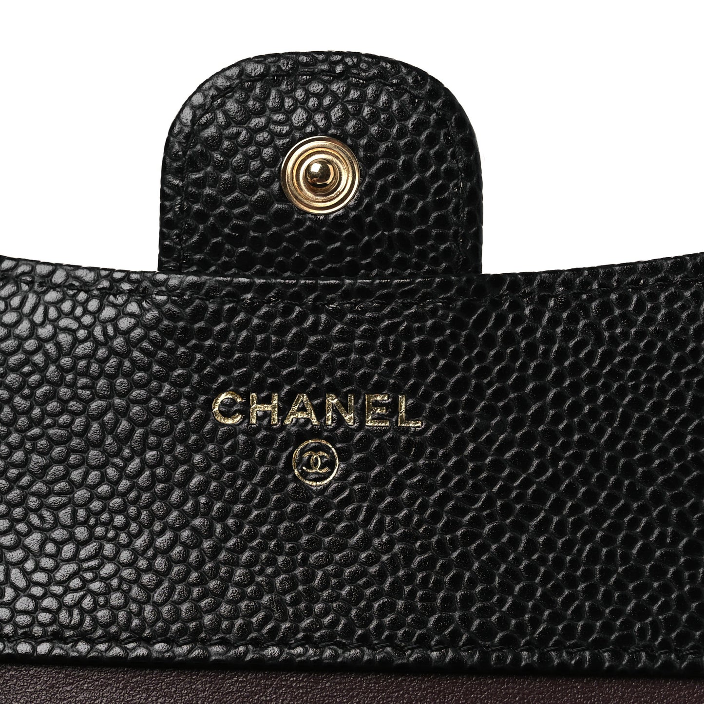 Caviar Quilted Compact Flap Wallet Black