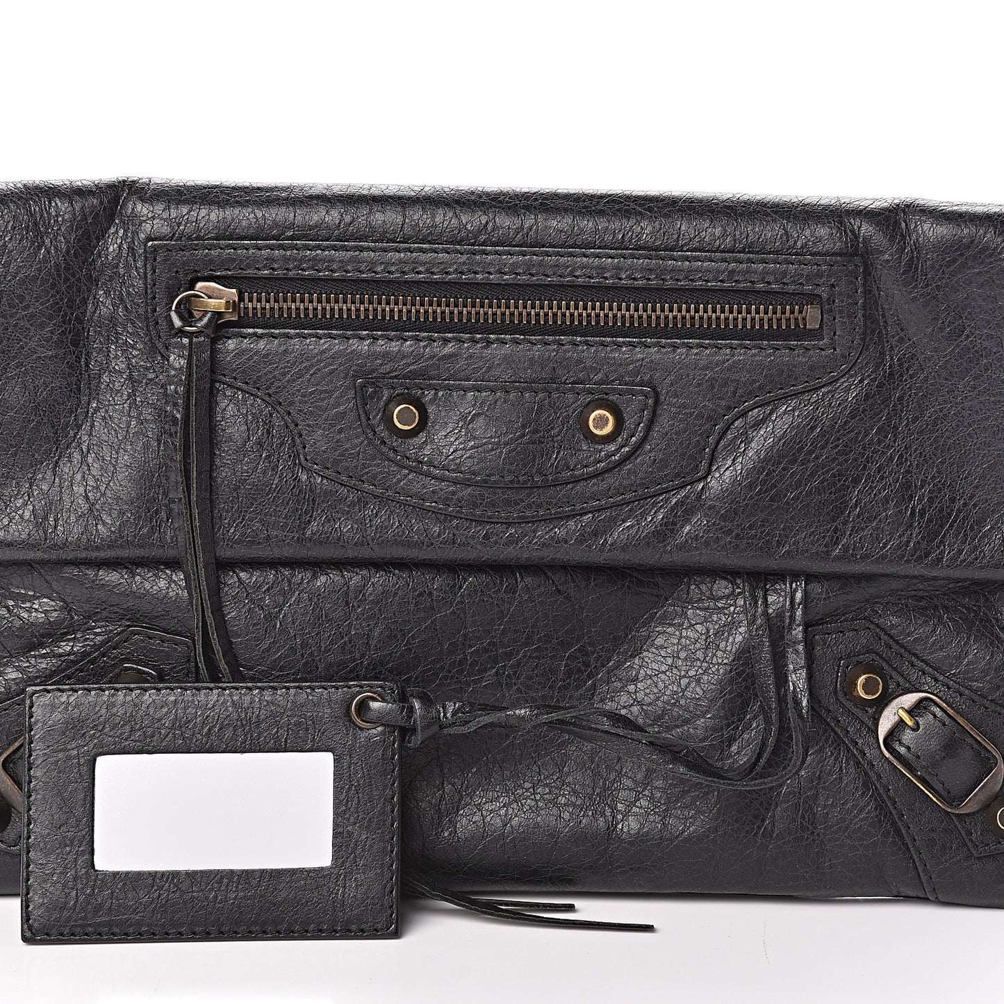 Agneau Classic Hardware Envelope Clutch Black