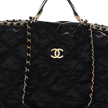 Chanel Nylon Grosgrain Quilted Maxi Lifestyle Bowling Black 8 of 11