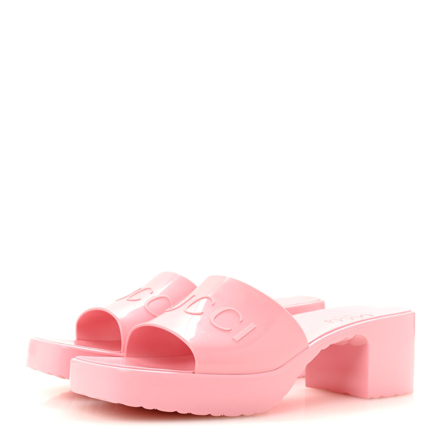 Rubber Gucci Logo Womens Platform 20/60mm Slide Sandals 37 Wild Rose
