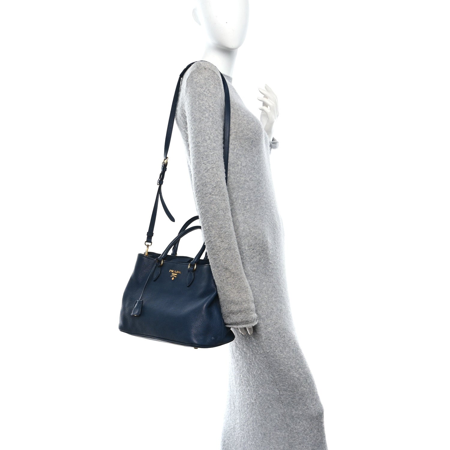 Prada Vitello Phenix Shopping Tote Baltico 2 of 11