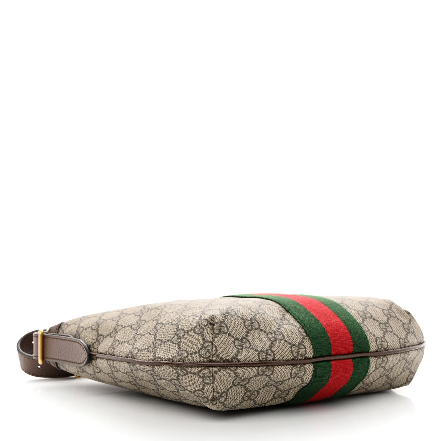 Gucci GG Supreme Monogram Textured Dollar Calfskin Web Small Ophidia Half Moon Hobo Beige Ebony New Acero 4 of 13