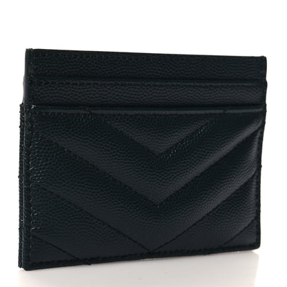 Saint Laurent Grain De Poudre Matelasse Chevron Monogram Credit Card Case Algae 3 of 8