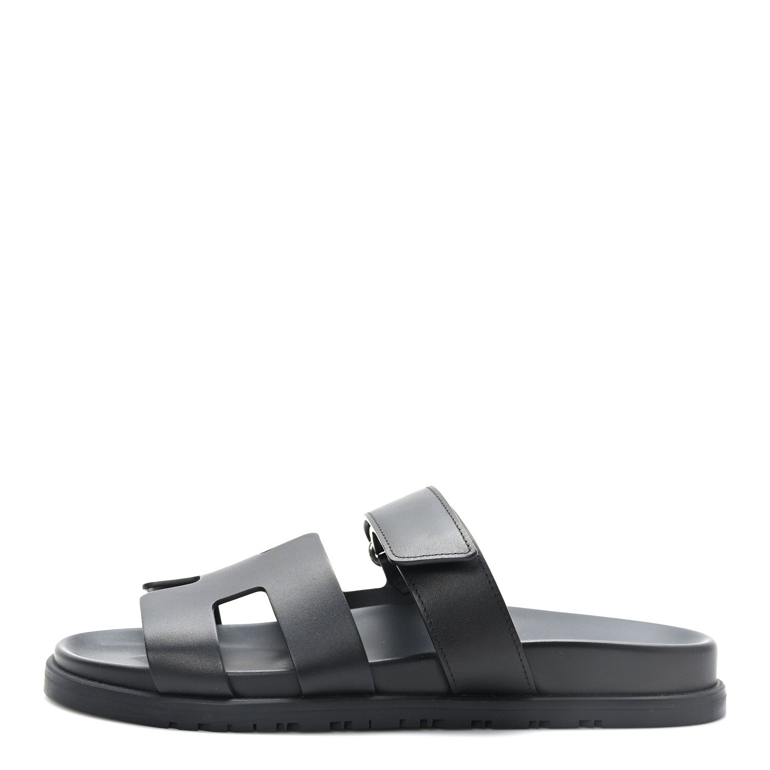 Hermes Calfskin Womens Chypre Sandals 39.5 Black 1 of 9