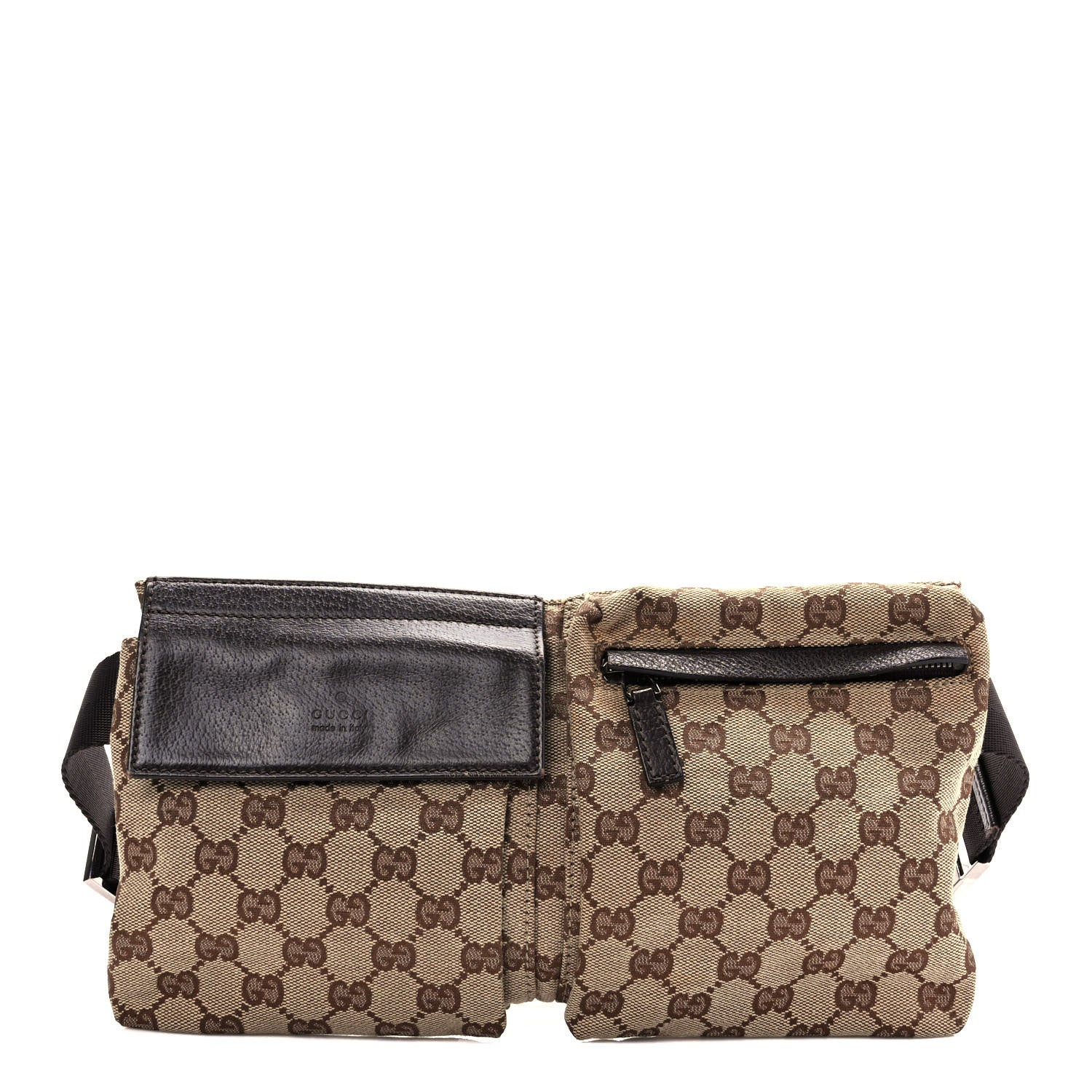 Gucci GG Monogram Double Pocket Belt Bag Dark Brown 1 of 8
